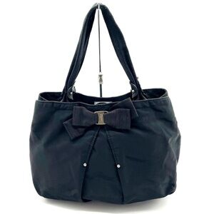 EUC Salvatore Ferragamo Vara synthetic Black Tote with Bow Detail